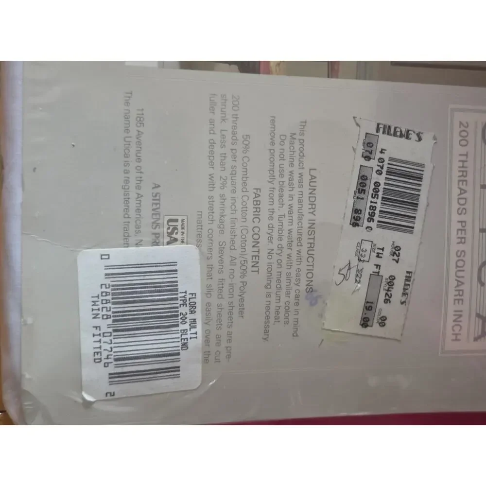 Vtg Utica 200 Cale Cotton Fitted Twin Sheet Floral Pattern
